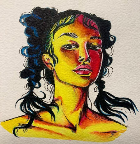 shaded coloring traditional, watercolor and pen