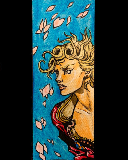 shaded coloring traditional, pen and watercolor