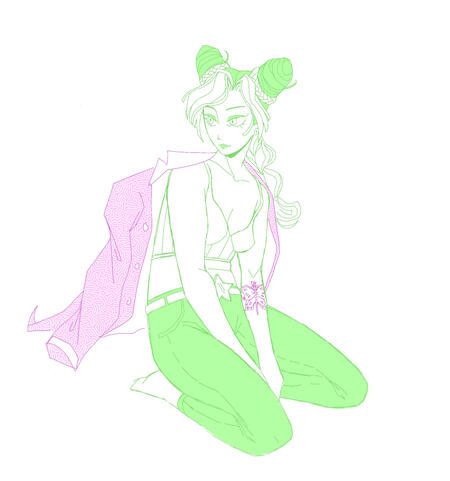 sketch w/ some flat coloring, digital